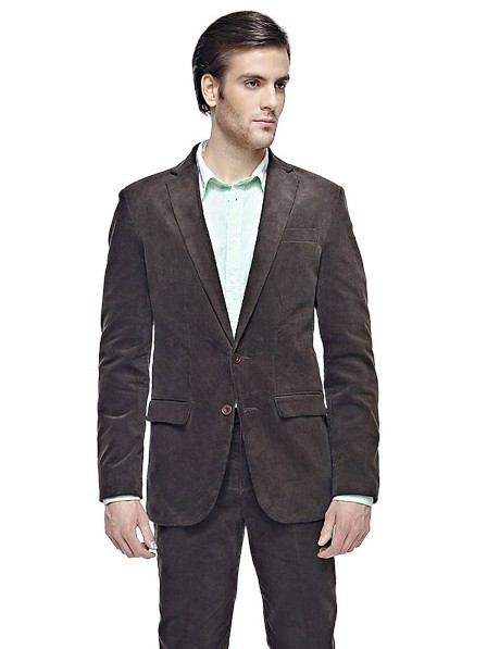 Ciemnobrązowy sztruksowy garnitur męski ATLANTA szyty na miarę