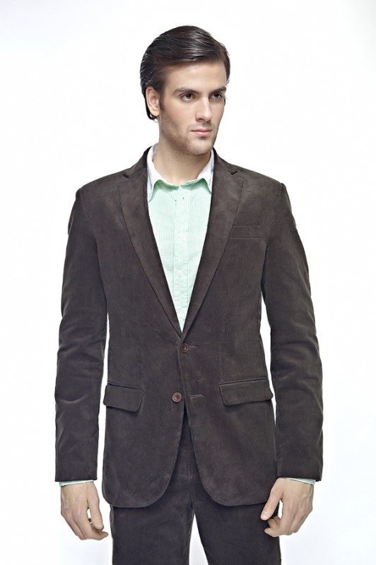 Ciemnobrązowy sztruksowy garnitur męski ATLANTA szyty na miarę