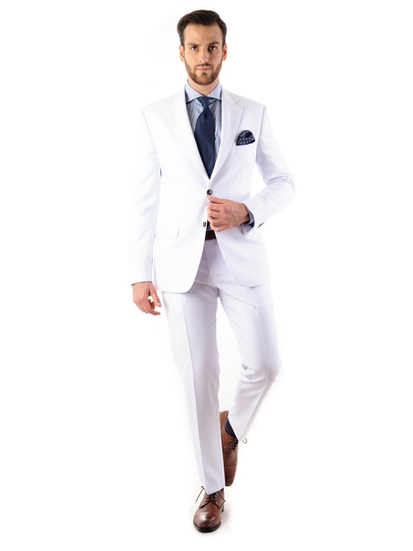 Białe lniane spodnie męskie CENTO szyte na miarę