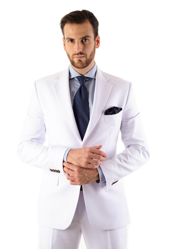 Białe lniane spodnie męskie CENTO szyte na miarę