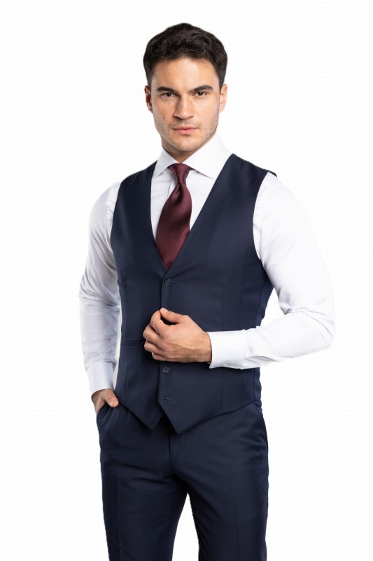 Granatowy wełniany garnitur FIRENZE szyty na miarę | kolekcja LUXURY