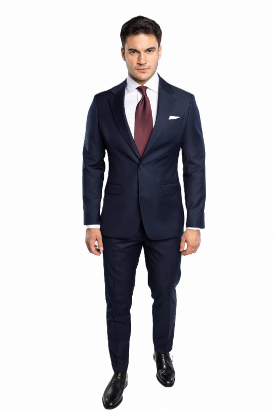 Granatowy wełniany garnitur FIRENZE szyty na miarę | kolekcja LUXURY