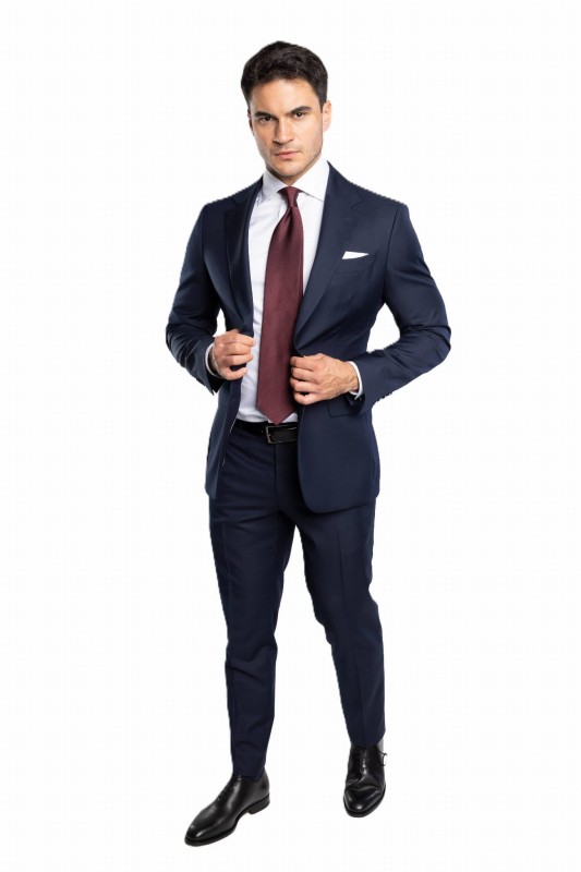 Granatowy wełniany garnitur FIRENZE szyty na miarę | kolekcja LUXURY