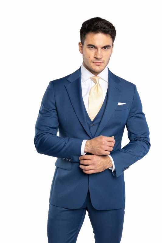 Jasnogranatowy wełniany garnitur MODICA szyty na miarę | kolekcja LUXURY