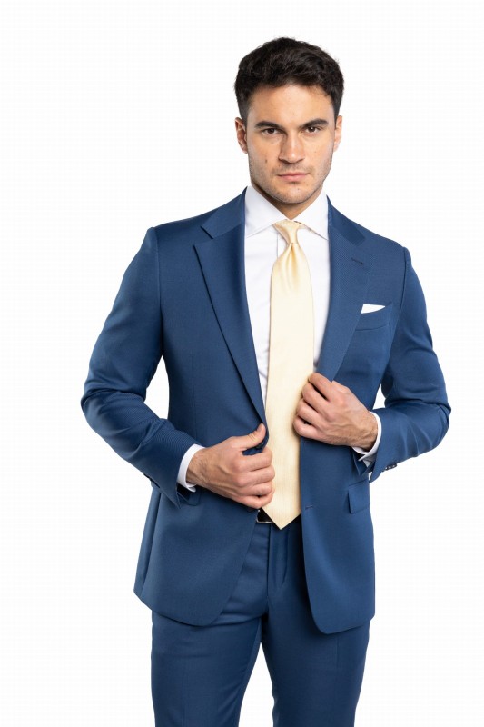 Jasnogranatowy wełniany garnitur MODICA szyty na miarę | kolekcja LUXURY