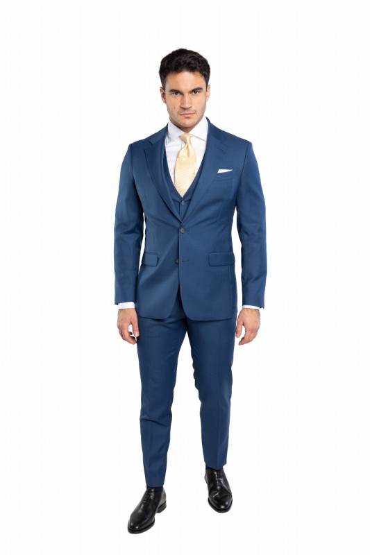 Jasnogranatowy wełniany garnitur MODICA szyty na miarę | kolekcja LUXURY