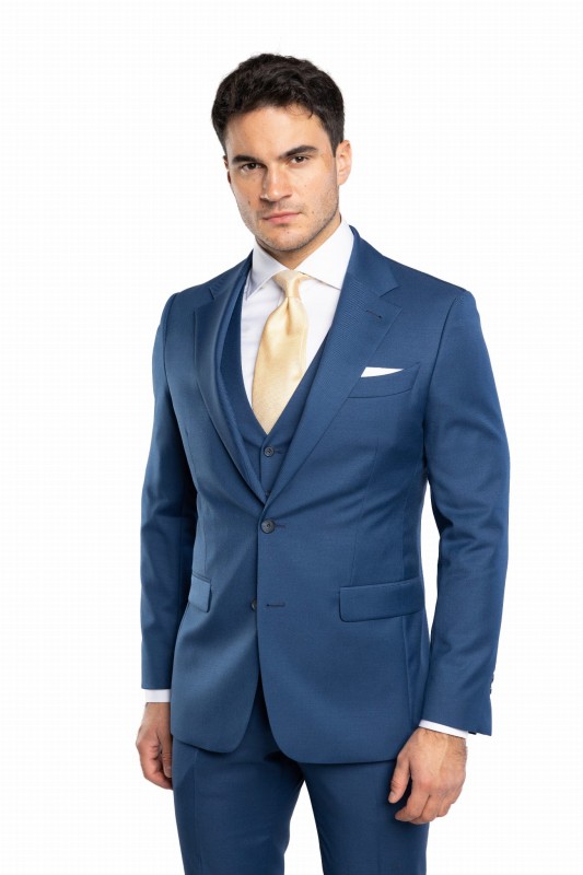 Jasnogranatowy wełniany garnitur MODICA szyty na miarę | kolekcja LUXURY