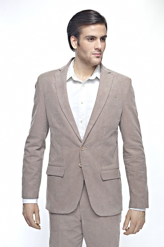 Beżowy sztruksowy garnitur męski MIAMI szyty na miarę